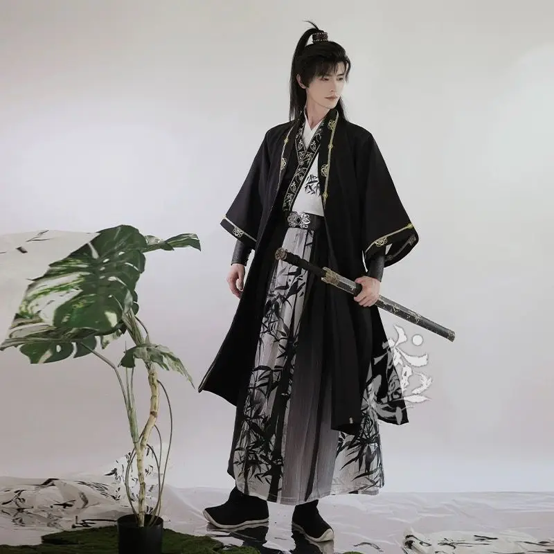 

Large Size 3XL Hanfu Men Ancient Chinese Embroidery Hanfu Black Sets Carnival&Halloween Cosplay Costume Hanfu Dress Women Men