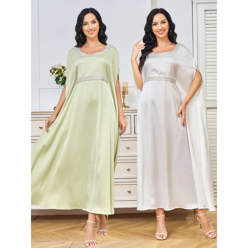 

New Style Autumn New European and American Evening Dress Casual Beaded Middle Eastern Robe Women's Long Dre