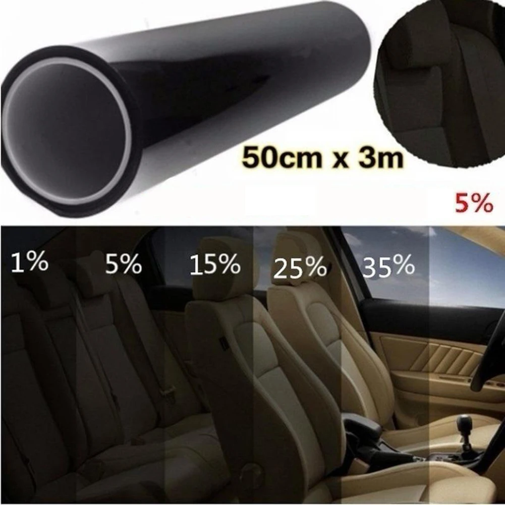 1 Pacote de Película Protetora Solar UV VLT Preta para Carro e Casa, Material PET, 3Mx50CM, Fácil de Aplicar, Adesivo Bloqueador de UV
