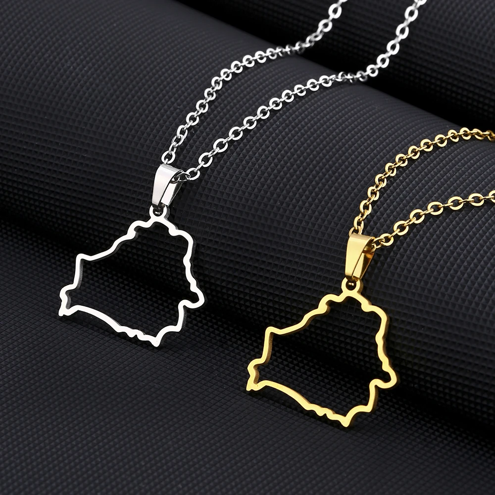 New Outline Belarus Map Pendant Necklace For Women Men Gold Silver Color Fashion Belarusian Stainless Steel Jewelry Gifts