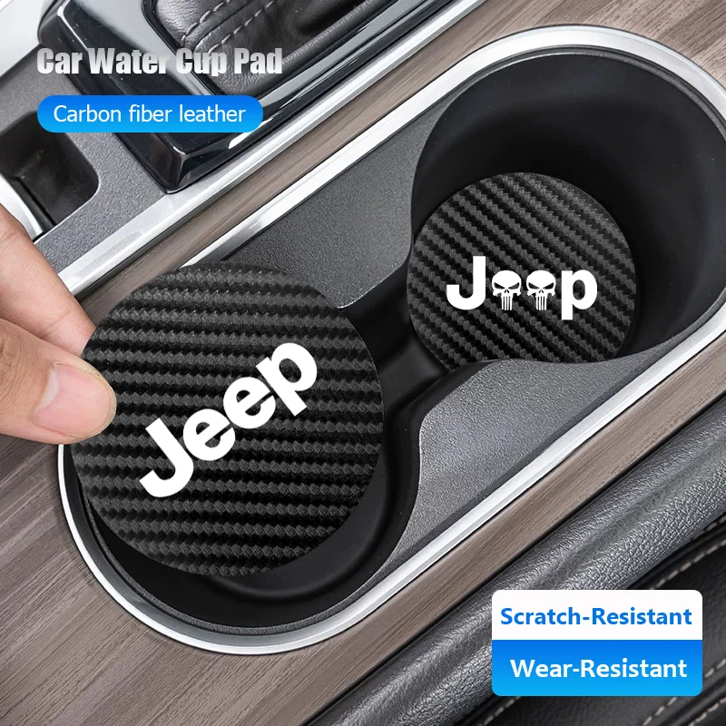 

2 шт. кожаные автомобильные подставки для чашек, нескользящий коврик для Jeep Renegade Wagoneer Avenger Recon Wrangler JK Gladiator Compa