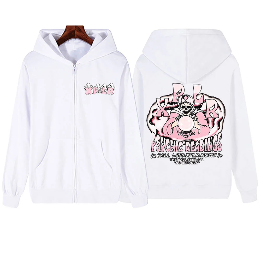 Xplr Psychic Readings Zipper Hoodie Harajuku Pullover Tops Popular Music Sweatshirt