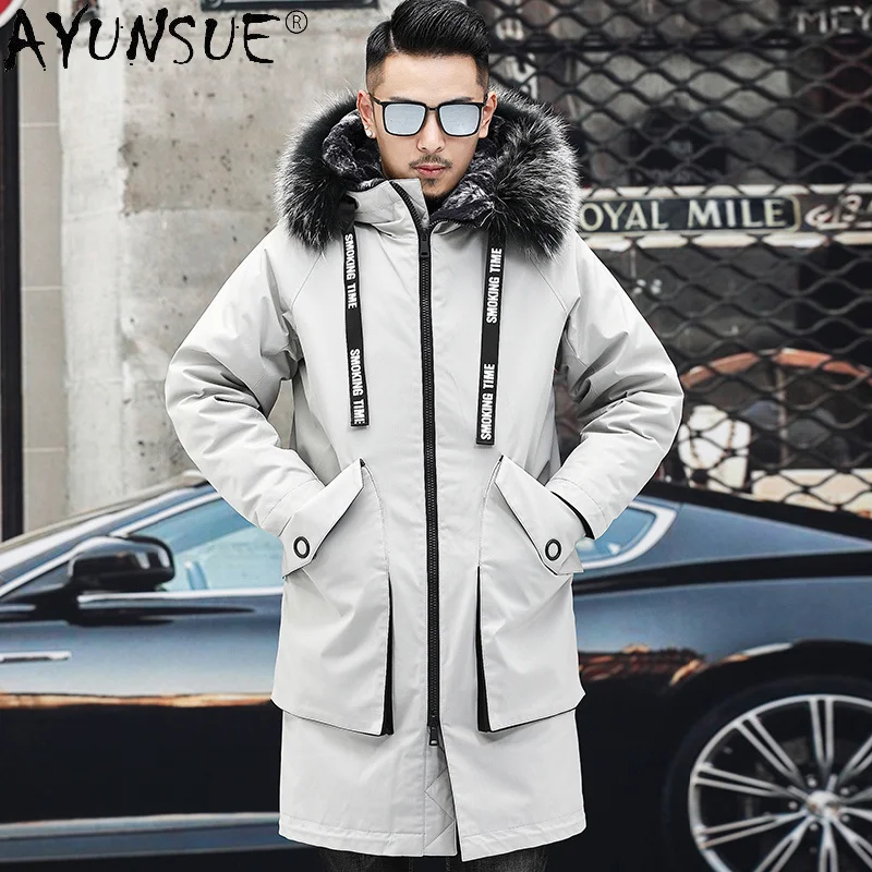 

Hooded 100% Real Rabbit Fur Liner Jacket Men Winter 2021 Warm Big Raccoon Collar Parkas Male Casaco Masculino Gxy778