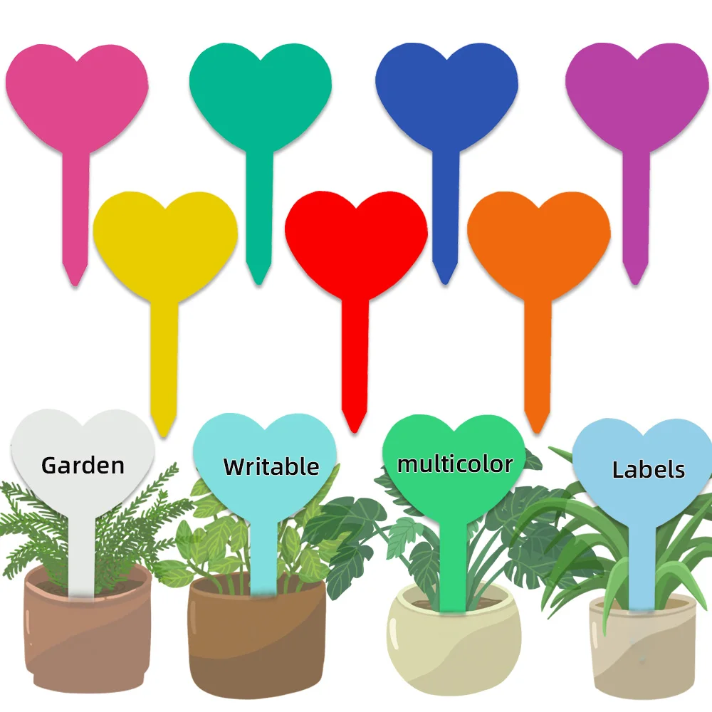 

Водостойкие маркеры для растений, маркеры для классификации, бирка в форме сердца, пластиковые многоцветные утолщенные знаки, инструмент для горшков и садоводства