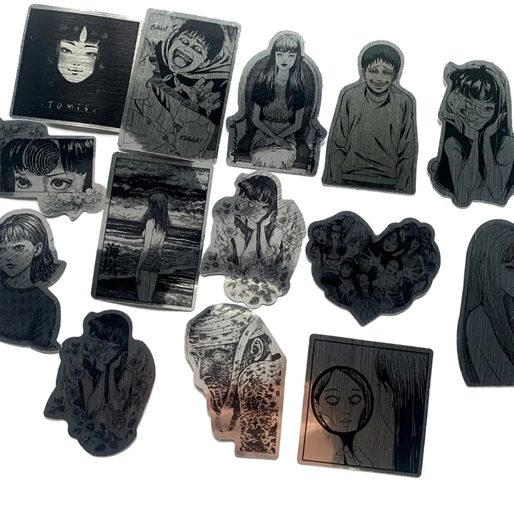 50 قطعة أنيمي تومي الرعب الليزر ملصقات معدنية Junji Ito الديكور حقيبة سكرابوكينغ المحمول الهاتف القرطاسية كول #5