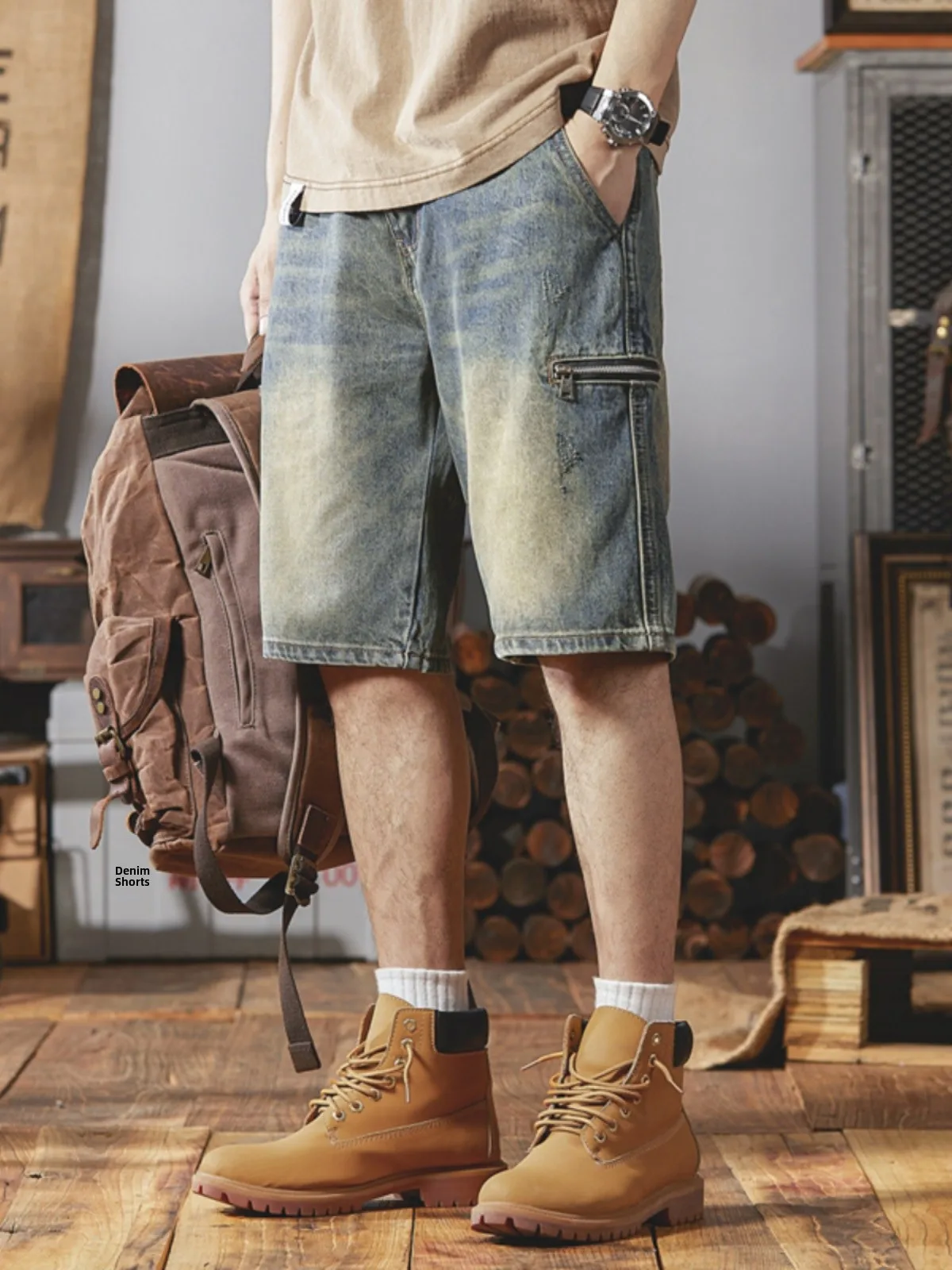 

Американские повседневные мужские джинсовые шорты, летние, модные, брендовые, с эффектом потертости, прямые, в стиле ретро, рабочая одежда, размер L