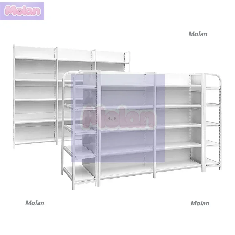 

Four-pillar white supermarket shelf display rack pharmacy commissary convenience store mother and baby snack rack single and dou