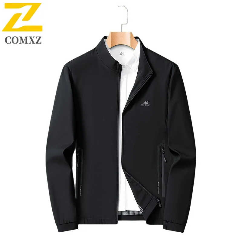 

COMXZ Contemporary Commuter Blazer Mature Men's Solid Color Jacket Breathable Stand Collar Spring Autumn City Smart Casual Wear