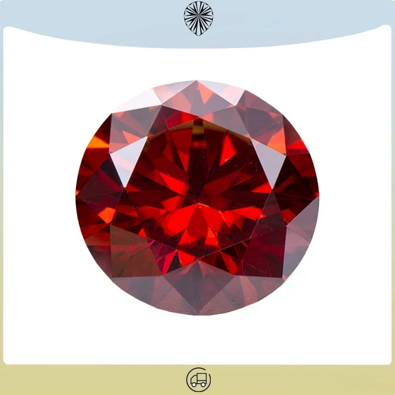 

Moissanite Stone Round Cut Garnet Colored Lab Diamond Passed Diamond Tested Gemstone For Jewelry Making with GRA Certificate