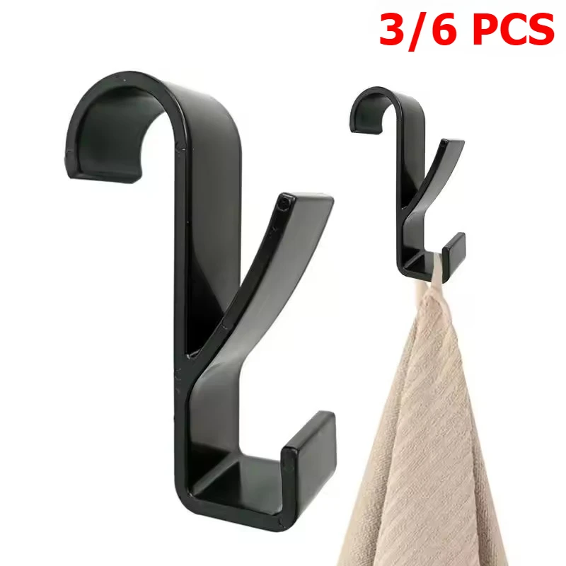 

3/6PCS Bathroom Double Hook Hanger Heated Towel Radiator Rack Storage Hook Home Multifunction Kitchen Towel Storage Hanging Rack