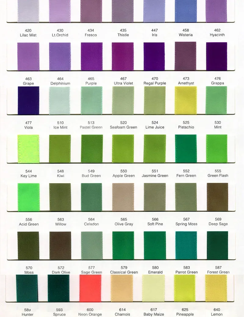 Sample Book - 84Colors Satin Ribbon / 196Colors Satin Ribbon / 196Colors Grosgrain Ribbon