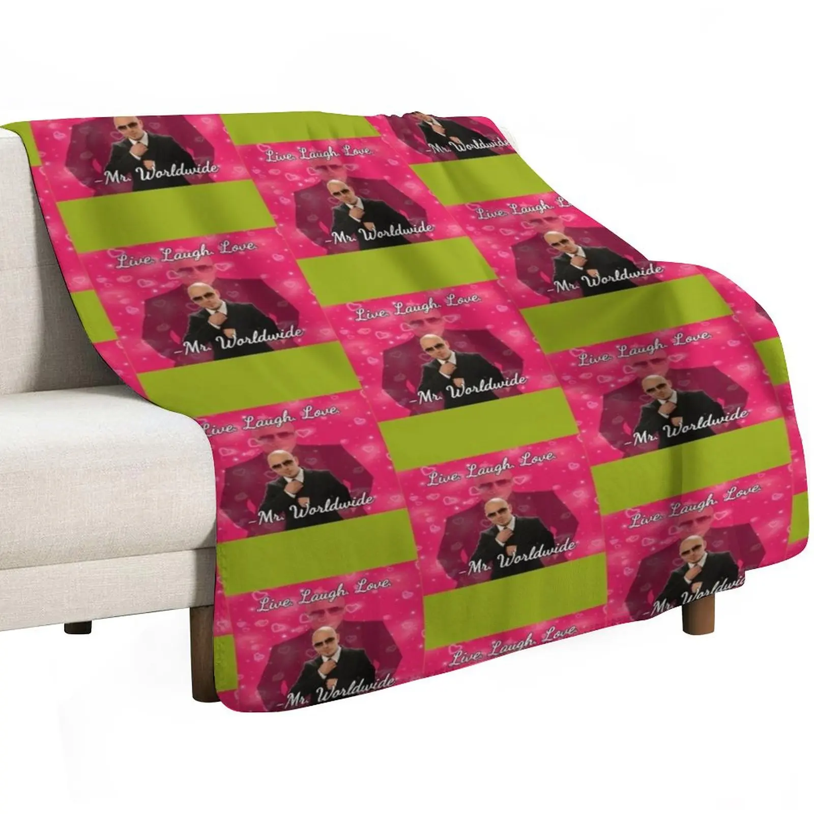 Mr. worldwide says to live laugh love Throw Blanket Luxury halloween Cute Blankets For Baby wednesday Hair Blankets