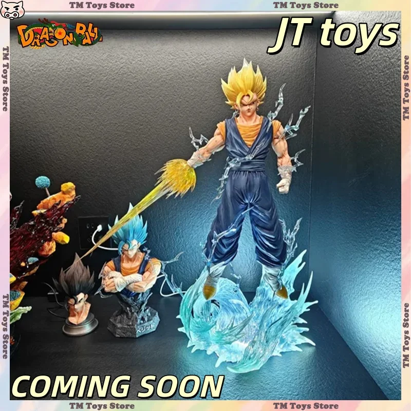

Genuine Dragon Ball Z Vegetto Anime Figure 37cm Super Saiyan Figurine 3 Head Statue Model Gift Can Emit Light In Stock