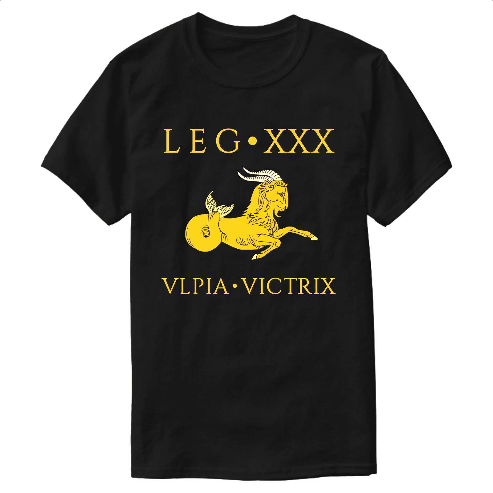 Camiseta casual de manga curta com gola O masculina, Legio XXX, Ulpia Victrix, Vexillum, Capricornus, Emblema, Roman Legion, 100% algodão