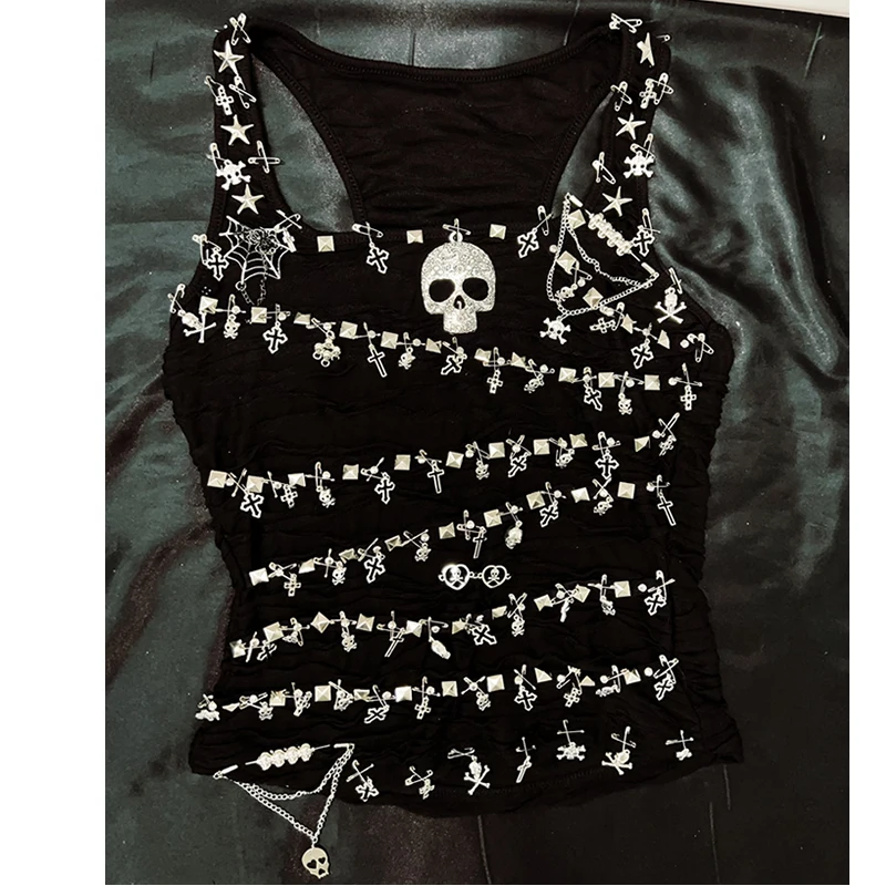 y2k fashion bustier top y2k t shirt  y2k crop top  gothic  tank tops  y2k clothes gothic clothes vintage tops e girl clothes