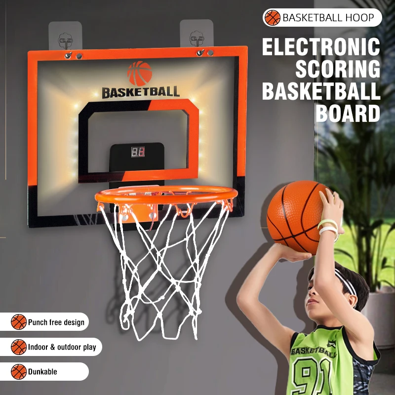 Juguetes de tablero de baloncesto para niños, tablero de baloncesto con puntuación electrónica, juego de disparos, juguete deportivo para interiores y exteriores, regalo para niños y niñas