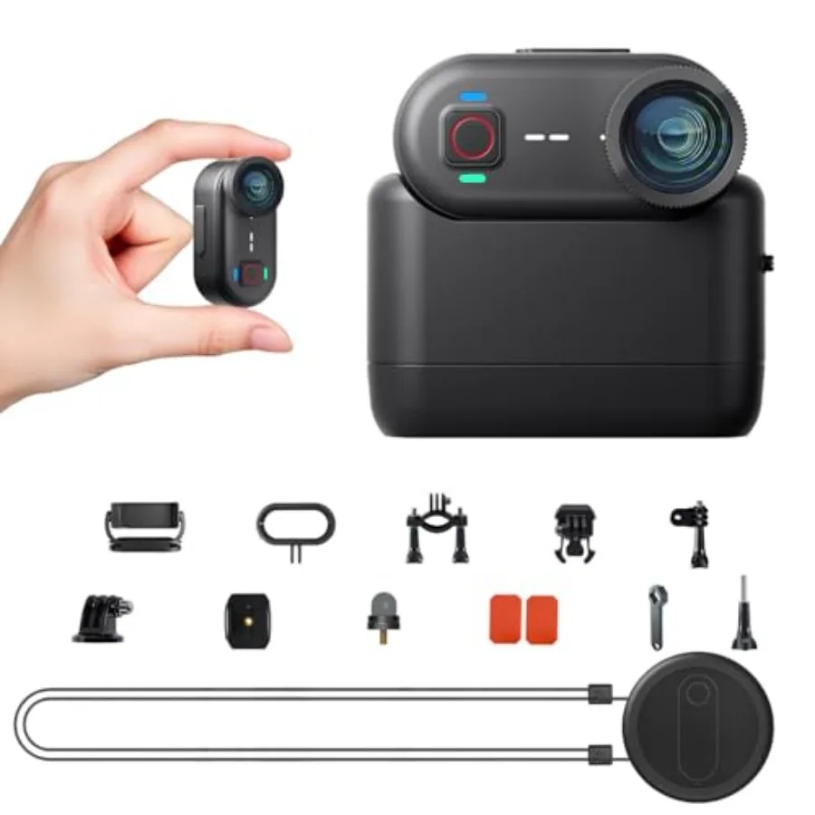 

Vlogging/Motorcycling POV mini body camera, 4K/20MP with 6-axis EIS stabilization, 10M waterproof, built-in 64GB storage, WiFi