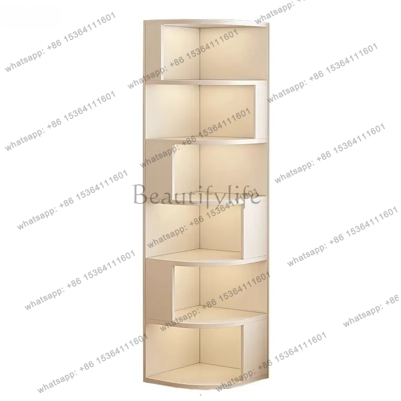 

Bookcase Living Room Bedroom Corner Storage Side Cabinet Floor-standing Wall-leaning Bookshelf