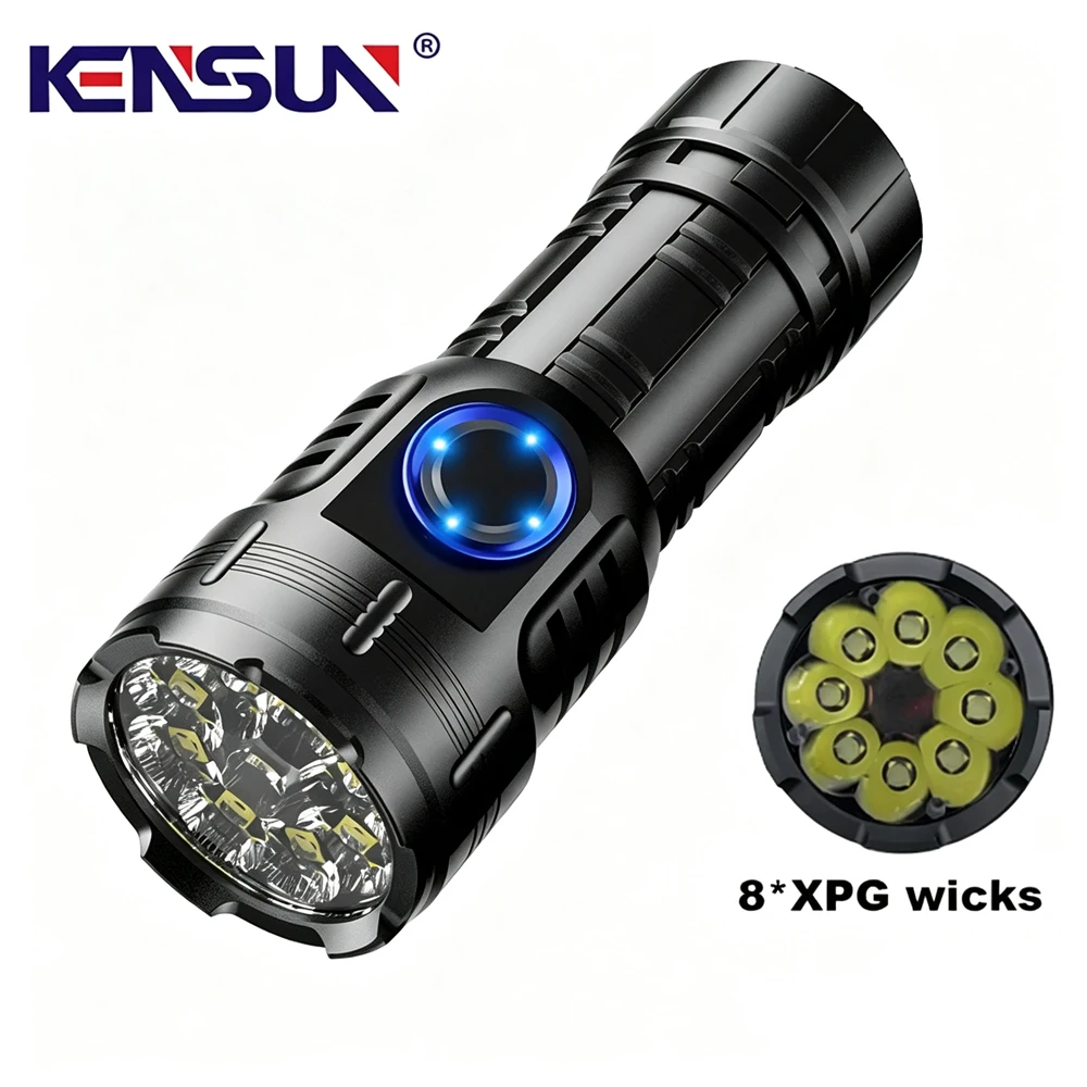 

8*XPG High Power LED Flashlight USB Rechargeable Tail Magnet Clip Torch Strong Light Portable Multi-functional Lighting Lantern