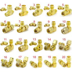 Conector SMA a SMA, adaptador macho y hembra, RP-SMA de 45 y 135 grados, ángulo recto, 3 vías para antena WIFI/2G/3G/4G LTE/extensión