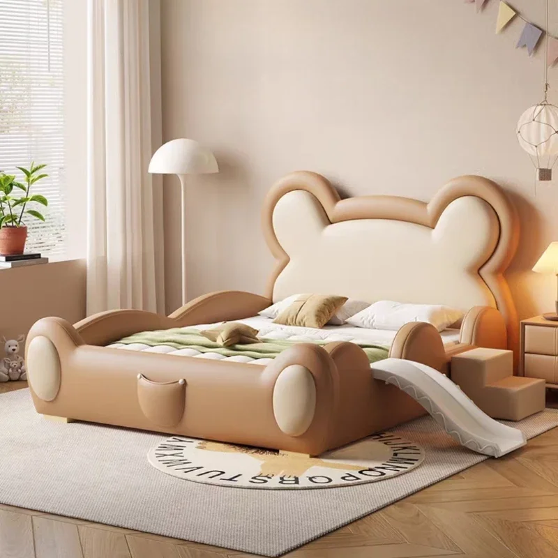 

120x200cm kids bed, boys' guardrail bed, slide bedroom wooden frames full king size Single bed luxury modern home furniture