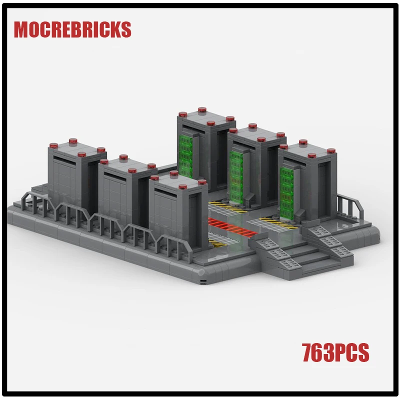 Décennie s de construction de scène de film spatial, architecture de base, salle de serveur militaire, technologie MOC, briques pour enfants, jouets cadeaux, compromis, 763 pièces