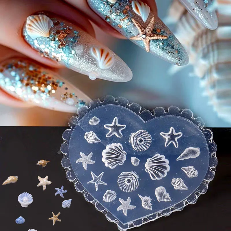 1pc Tulip Sea Shell Rabbit Goldfish Starfish 3D Acrylic Nail Mold Nail Decorations DIY  Silicone Manicure Mold Nail Art Mold