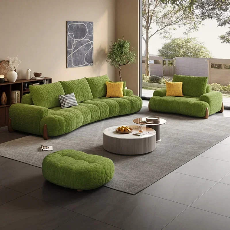 Living Room Sofas Household Modern Light Luxury Green Puff Couch Lazy Cotton Sofa Recliner Muebles Para El Hogar Home Furniture