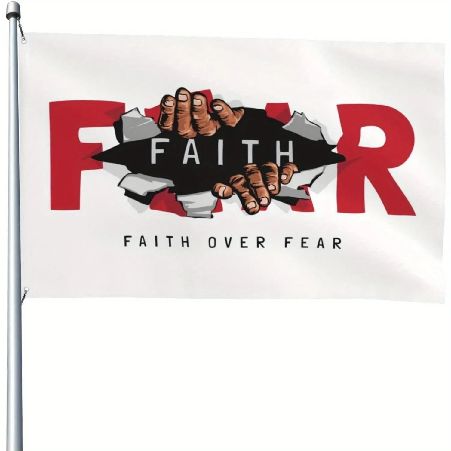 Faith Over Fear Christian Banner Religious Door Decoration Sturdy Polyester Large Inspirational