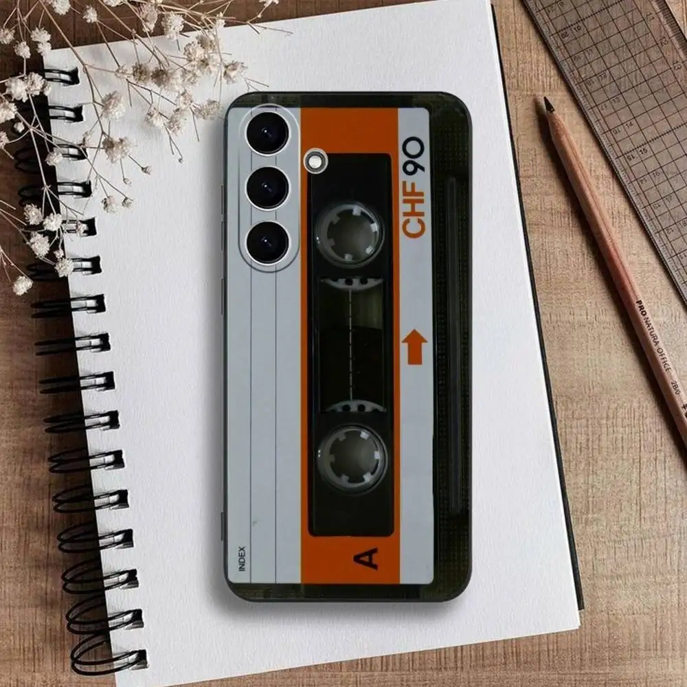 Magnetische Radio Tape Cassette Telefoon Case Voor Samsung Galaxy A73,A72,A71,A70,A53,A52,A51, zachte Zwarte Shell