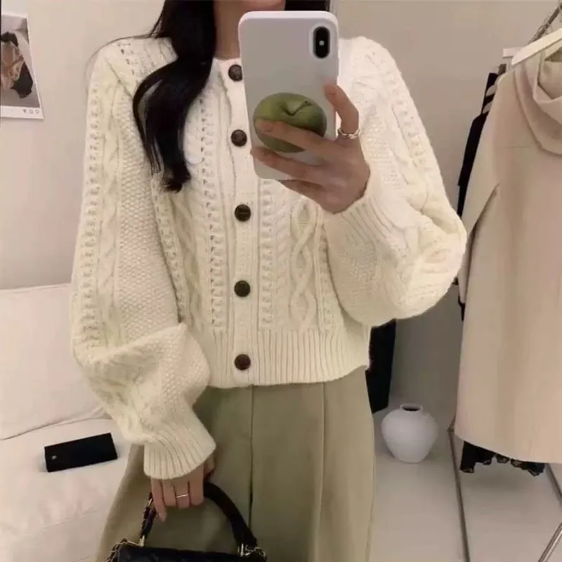 

2025 NEW Autumn Winter Knitted Sweater Women Cardigan Female Casual Cardigans Long Sve Pocket Coat Jacket