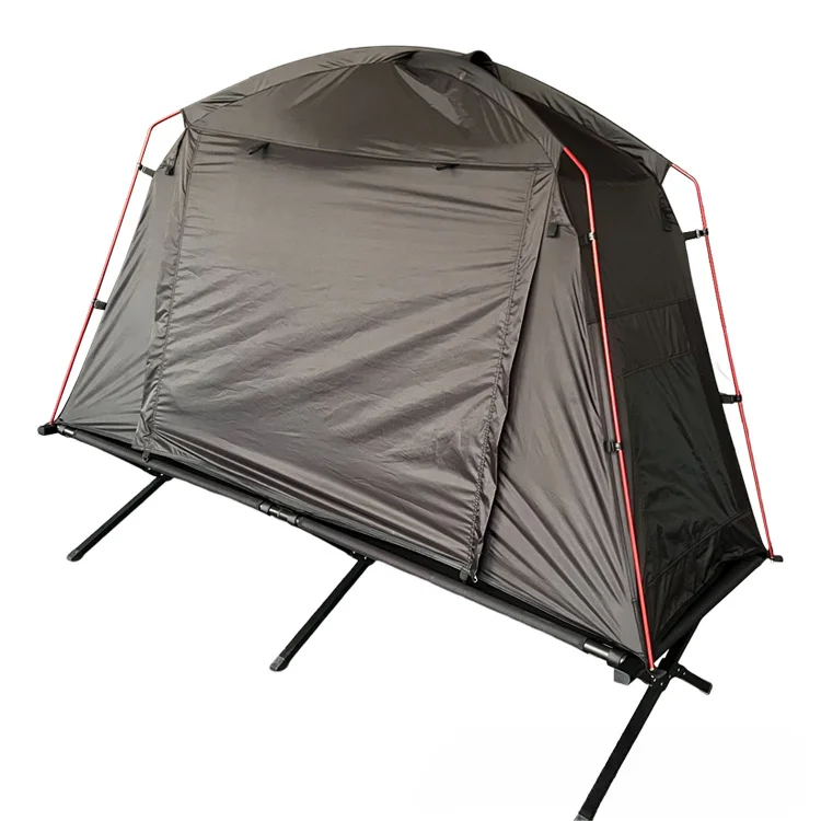 

Single Person Tent with Double Layers Folding Steel Bed off Ground Camping Cot Made of Polyester Fabric