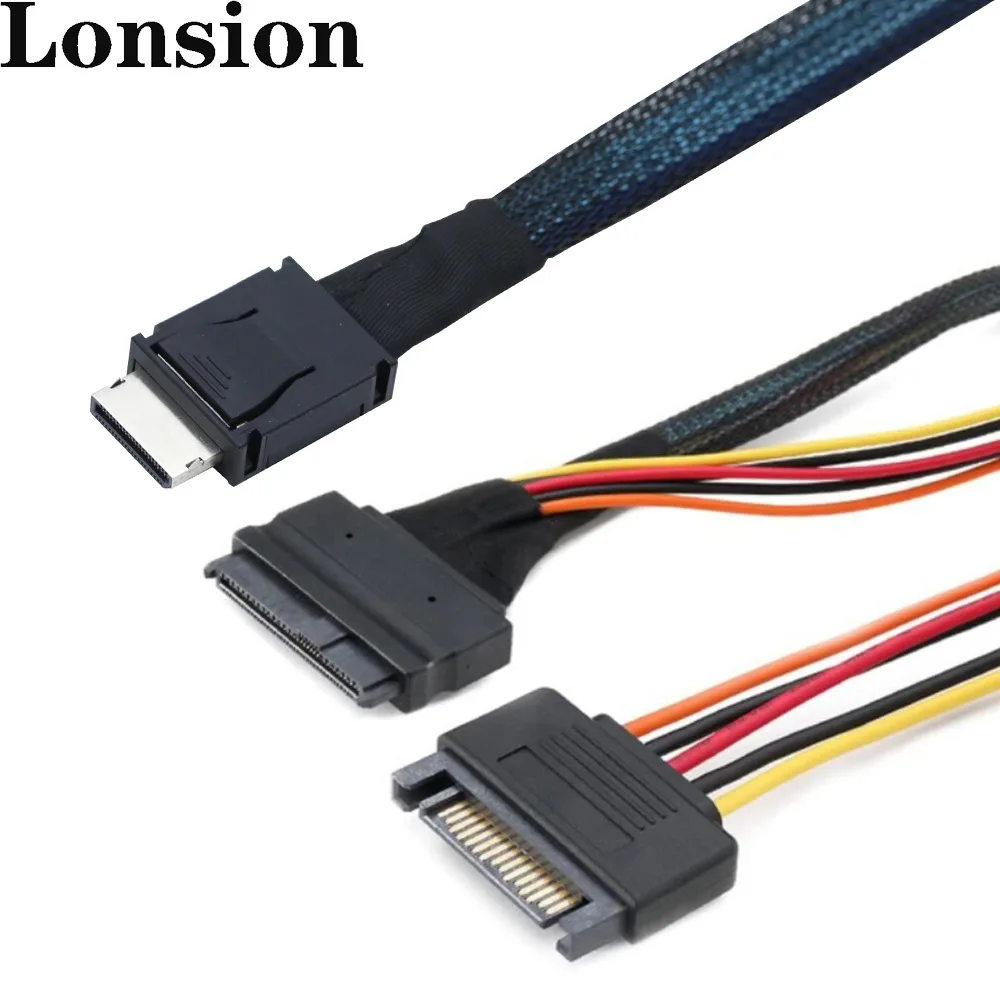 

Versatile PC Hardware Cable-PCIE Oculink SFF 8611 4I to U.2 SAS SFF 8639 Adapter with 15P SATA Server Cable