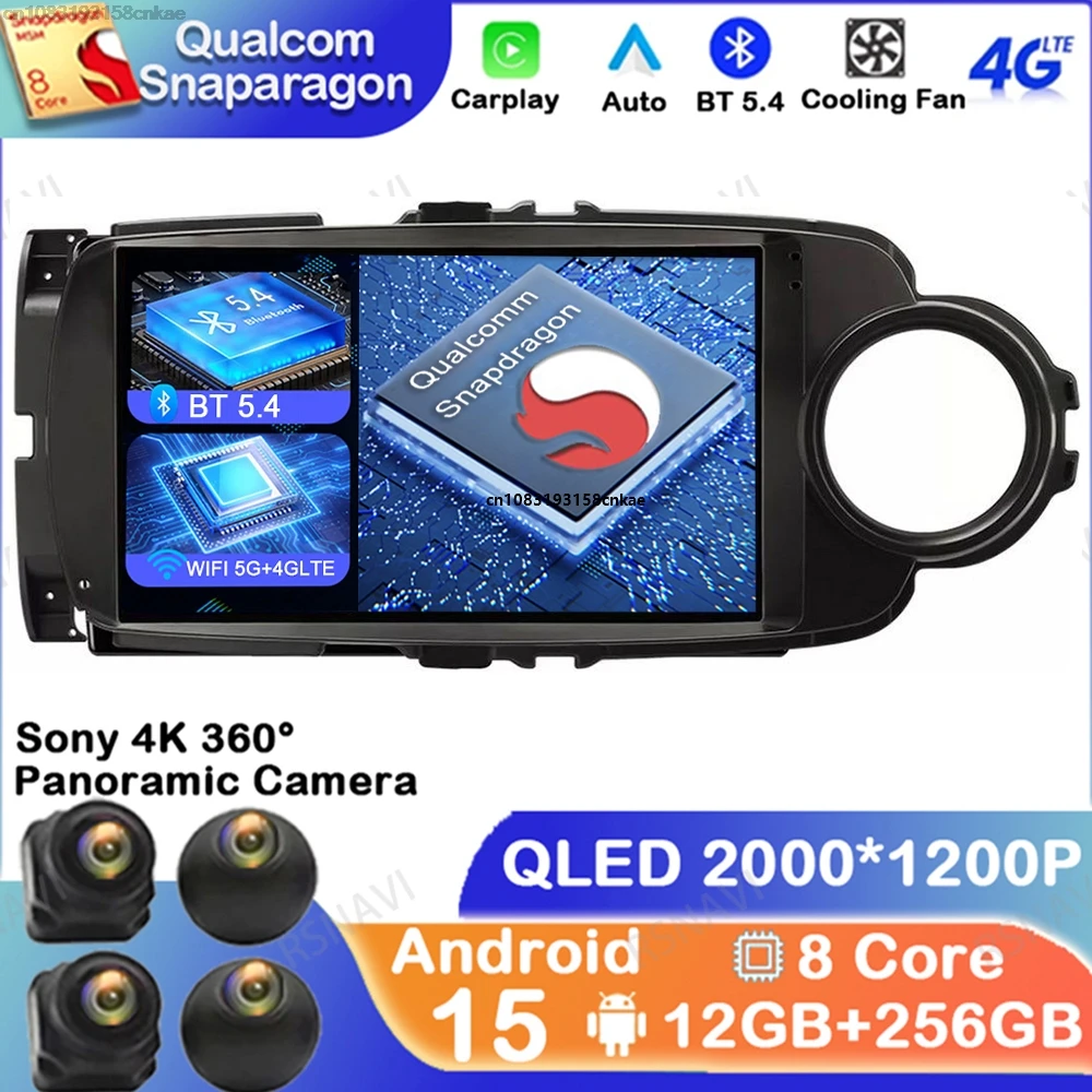 

Android 15 For Toyota Yaris 2012 2013 2014 2015 2016 2017 QLED Autoradio 5G WIFI 4G LTE BT Navigation GPS Qualcomm Viedo Player