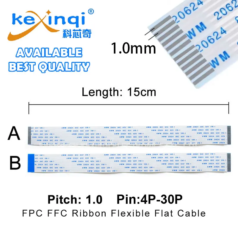 (10pcs) 15CM Length Type-A FFC/FPC Wire Flexible Flat Cable 1.0mm 4P 5P 6P 8P 10P 12P 14P 16P 18P 20P 22P 24P 26P 28P 30P