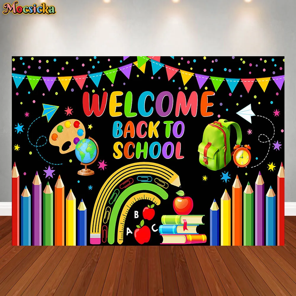 Mocsicka Children Baby Back To School Backdrop Black Blackboard Pencil Graduation Photography Background For Photo Studio Poster