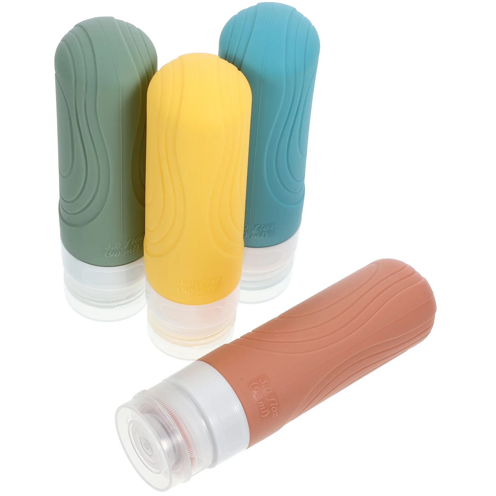 Bouteilles de toilette de voyage à presser étanches, distributeurs rechargeables de shampoing et de revitalisant, conteneurs de voyage de 90ml, 4 pièces