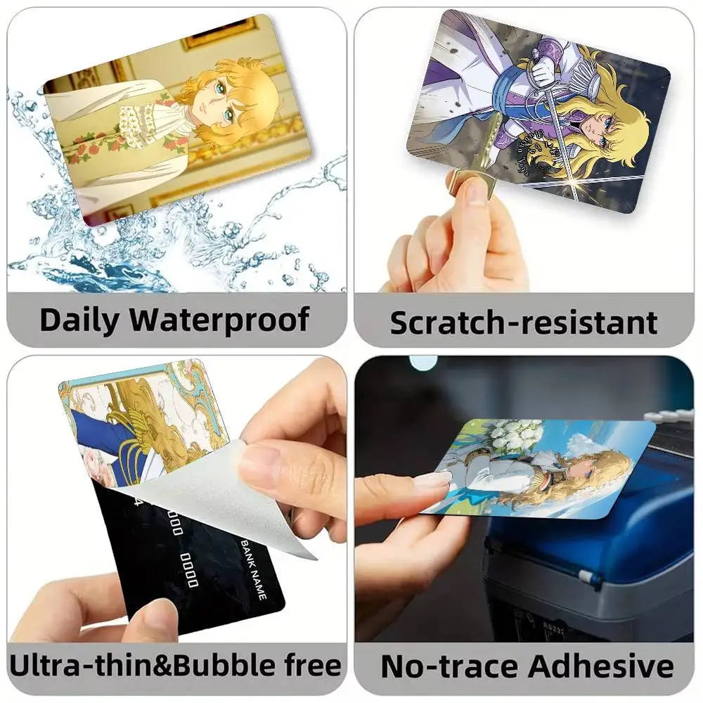 Rose of V-Versailles Lady Oscar Laser Credit Card HD Stickers Small Chip Waterproof Sticker Game Card Decal Gift