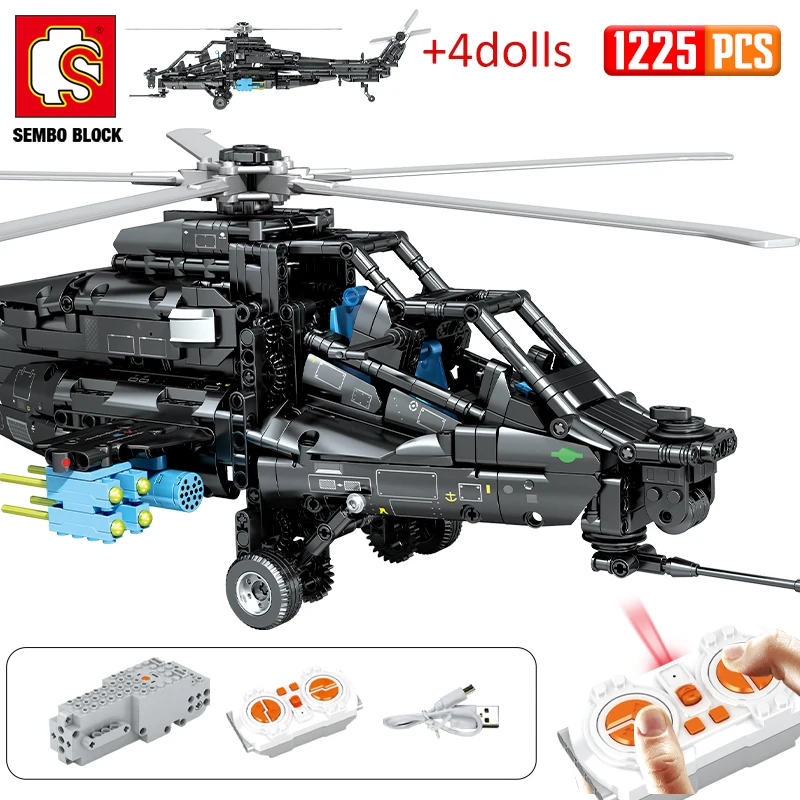 

SEMBO BLOCK City WW2 Military Fighter RC Attack Helicopter Building Blocks Remote Control Airplane Figures Bricks Toys for Boys