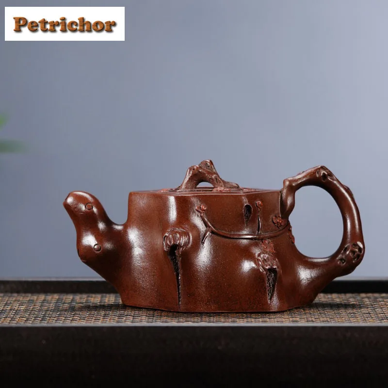 

260ml Vintage Yixing Purple Clay Teapots Handmade Plum Pile Pot Raw Ore Purple Mud Tea Making Kettle With Filter Zisha Tea Set