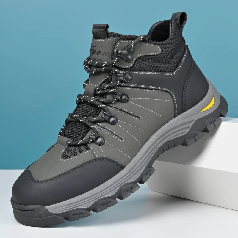 

Men's Hiking Boots with Ankle Support Design road Running Shoes with Anti Slip Rubber Outsole, Outdoor High Top Boat Shoes gift
