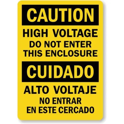 Bilingual High Voltage Caution Aluminum Weatherproof  Sign-Aluminum