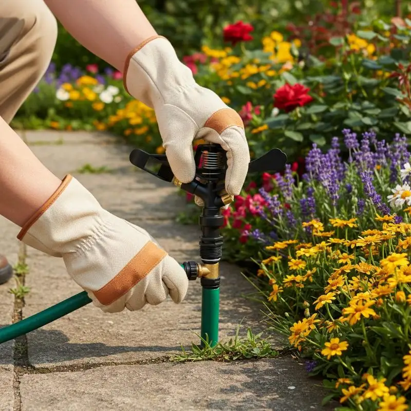 Garden Plastic Double Spray Nozzle 34 Inch Male Thread 360 Degree Rocker Arm Sprinkler for Lawn Garden Efficient Watering