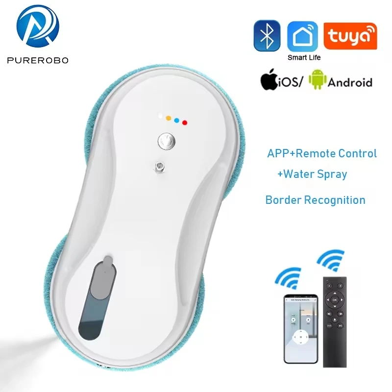 Robot Window Cleaner Purerobo W-R3S Automatic Water Spray with APP Remote Control Home Glass Smart Electric Window Cleaner Robot