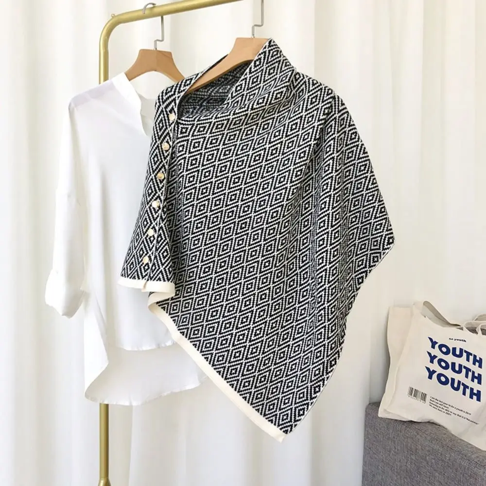 

New with Button Pashmina Shawl Warm Irregular Knitted Thick Warm Poncho Casual Thick Shoulder Top Autumn Winter