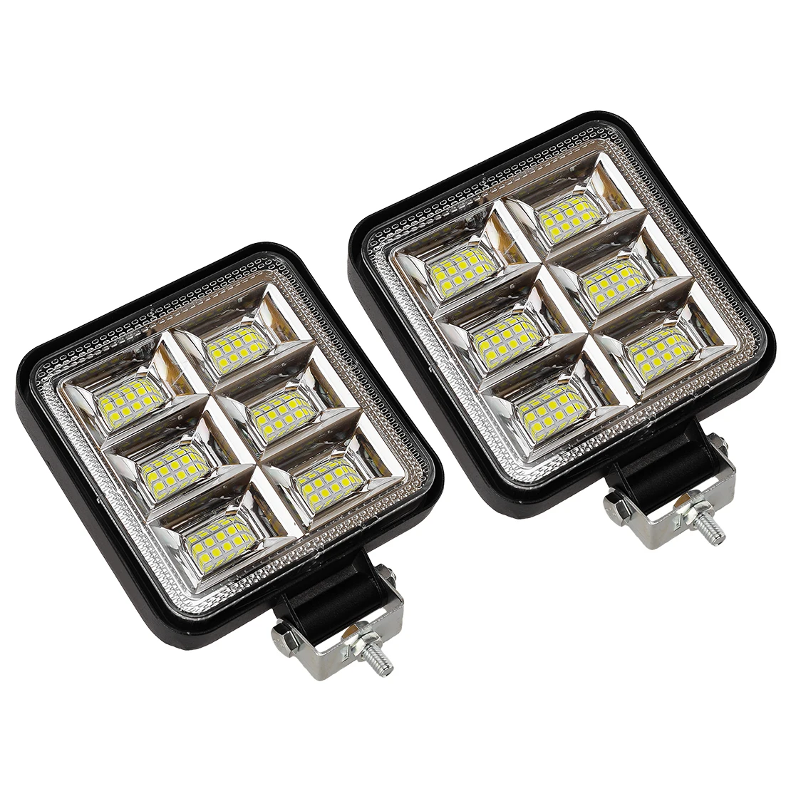 2pcs Square 4-Inch White LED Work Light Pods Flood Spot Lamp For Truck Off Road SUVs Vans Cars