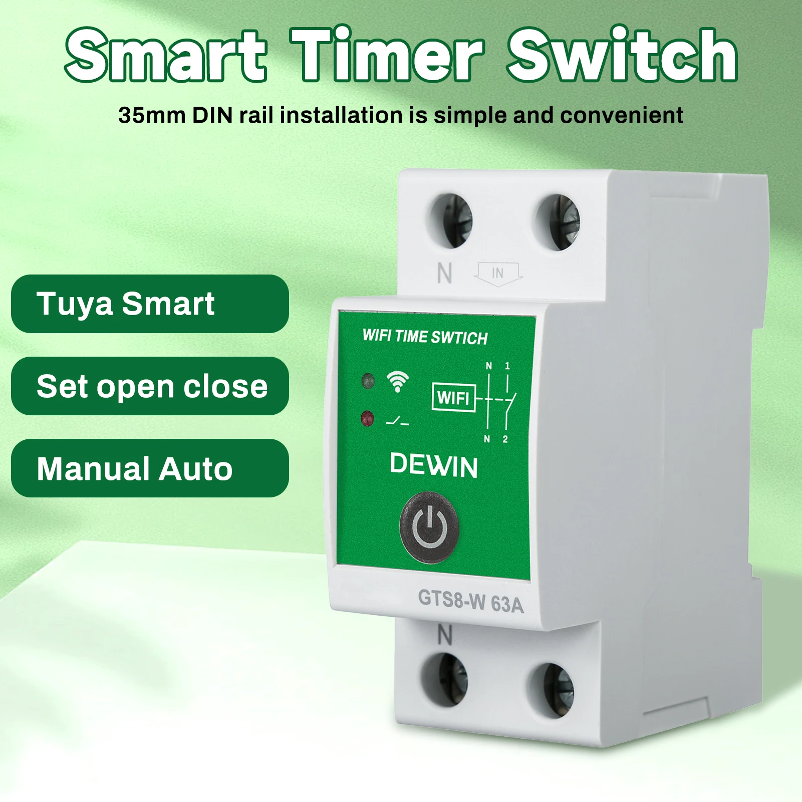 

GTS8-W 63A Intelligent WiFi Time Switch Smart Home Wireless Remote Control Switch by Tuya APP Wireless Remote Control Switch