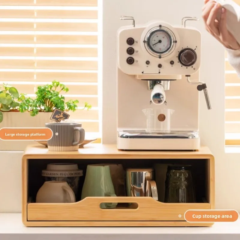

Desktop Coffee Machine Storage Rack Pull-Out Cabinet Cup Holder Iron Slide Rail Smooth Drawer Handle Design Stable Organizer