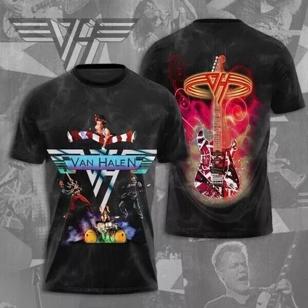Klassisches Van Halen Rock T-Shirt 3D-Druck Unisex Streetwear Mode Herren Damen Hip-Hop Trend T-Shirt Sommer Übergroße Herrenbekleidung – Detail 11