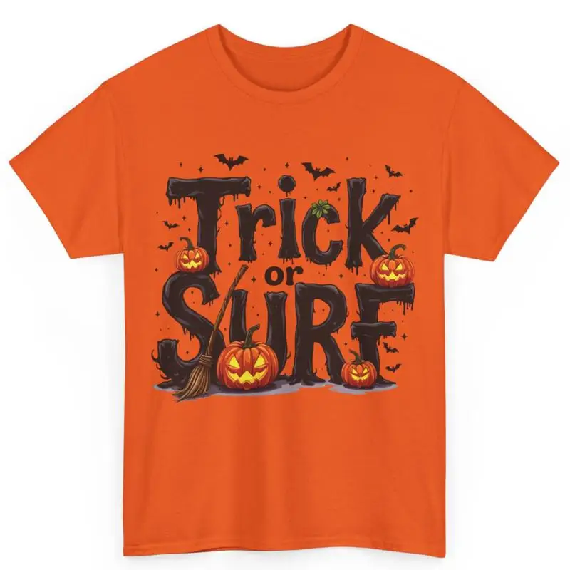 

Забавная хлопковая футболка Surfer Halloween Trick Or Surf